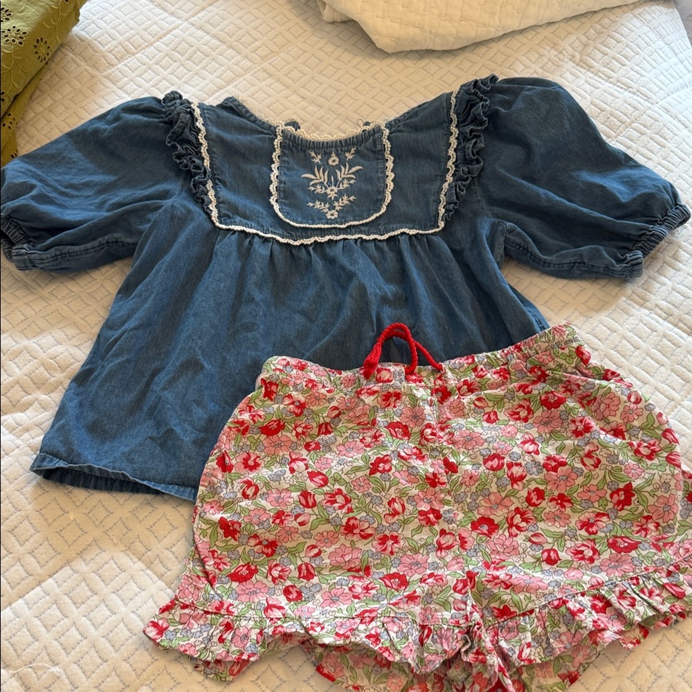 Blue Denim Top (shown with shorts as example of cute outfit)